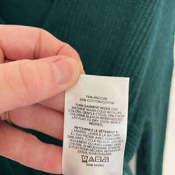 EXPRESS Strappy Circle Hem Tunic Sweater Solid Teal Green Blue 3/4 Sleeve Winter - Picture 12 of 15